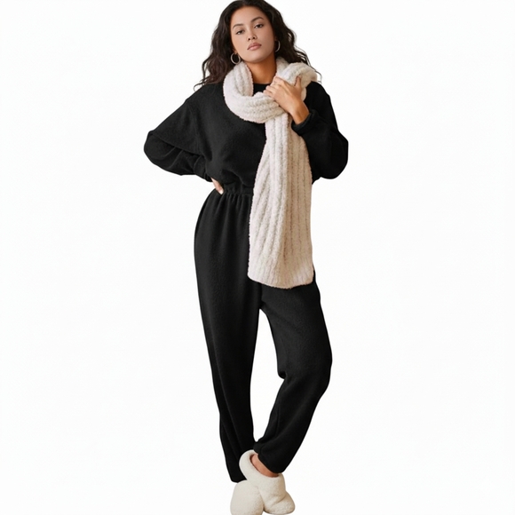 Free People Beach Keepin It Real One-Piece JumpsuitMChenille Sherpa Cozy